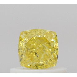 Diament o barwie fantazyjnej szlif poduszkowy brylantowy, 0.5ct, VS2, Fancy Vivid Yellow, GIA 7523612261