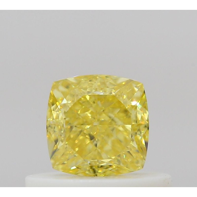 Diament o barwie fantazyjnej szlif poduszkowy brylantowy, 0.5ct, VS2, Fancy Vivid Yellow, GIA 7523612261