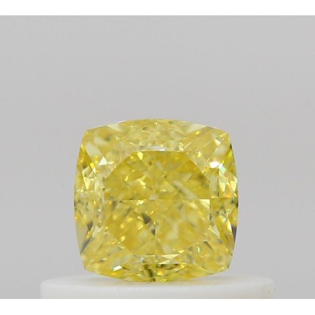 Diament o barwie fantazyjnej szlif poduszkowy brylantowy, 0.5ct, VS2, Fancy Vivid Yellow, GIA 7523612261