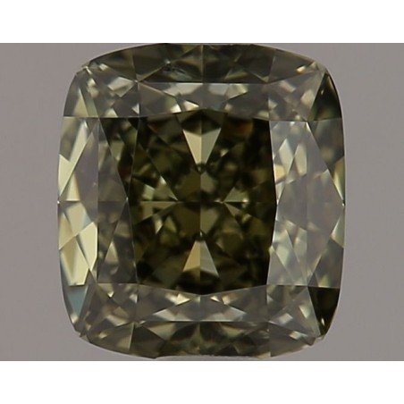 Diament o barwie fantazyjnej szlif poduszkowy brylantowy, 1.15ct, SI2, Fancy Dark Yellowish Green, GIA 6425097320