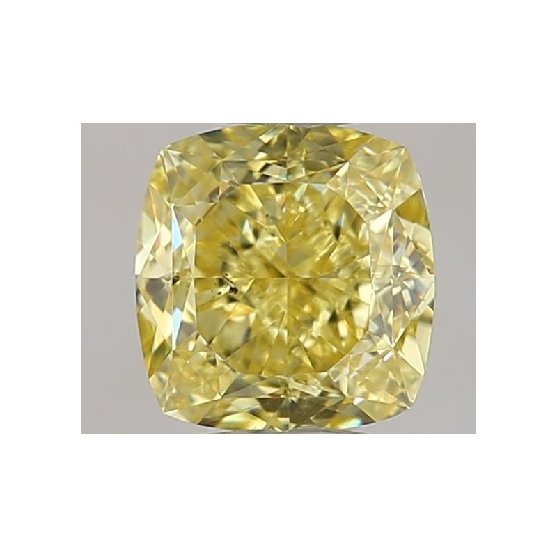 Diament o barwie fantazyjnej szlif poduszkowy brylantowy, 0.65ct, SI1, Fancy Intense Yellow, GIA 2466667263