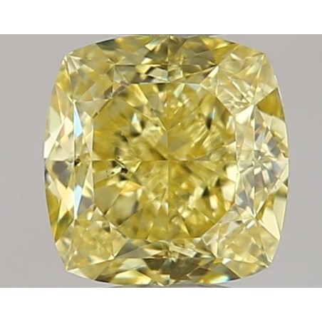 Diament o barwie fantazyjnej szlif poduszkowy brylantowy, 0.65ct, SI1, Fancy Intense Yellow, GIA 2466667263