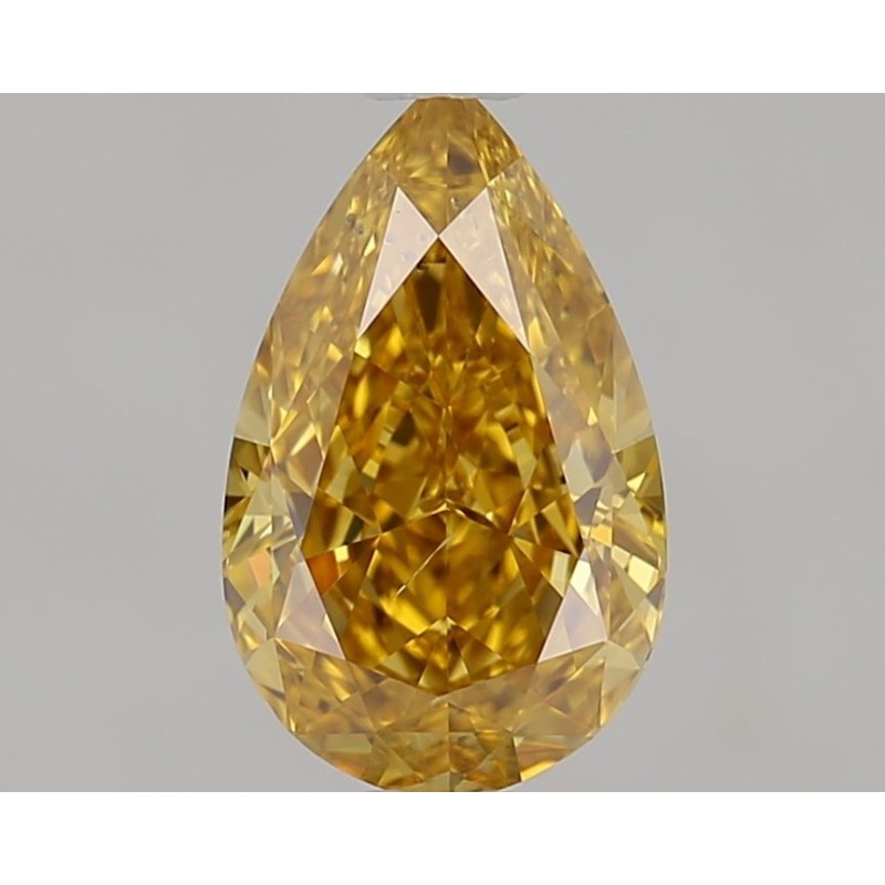 Diament o barwie fantazyjnej szlif gruszkowy, 0.71ct, SI2, Fancy Deep Orangey Yellow, GIA 6505129285
