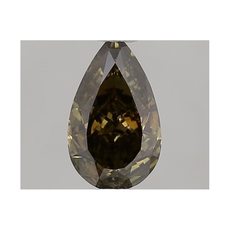 Diament o barwie fantazyjnej szlif gruszkowy, 0.52ct, SI2, Fancy Dark Greenish Yellow Brown, GIA 1513558597