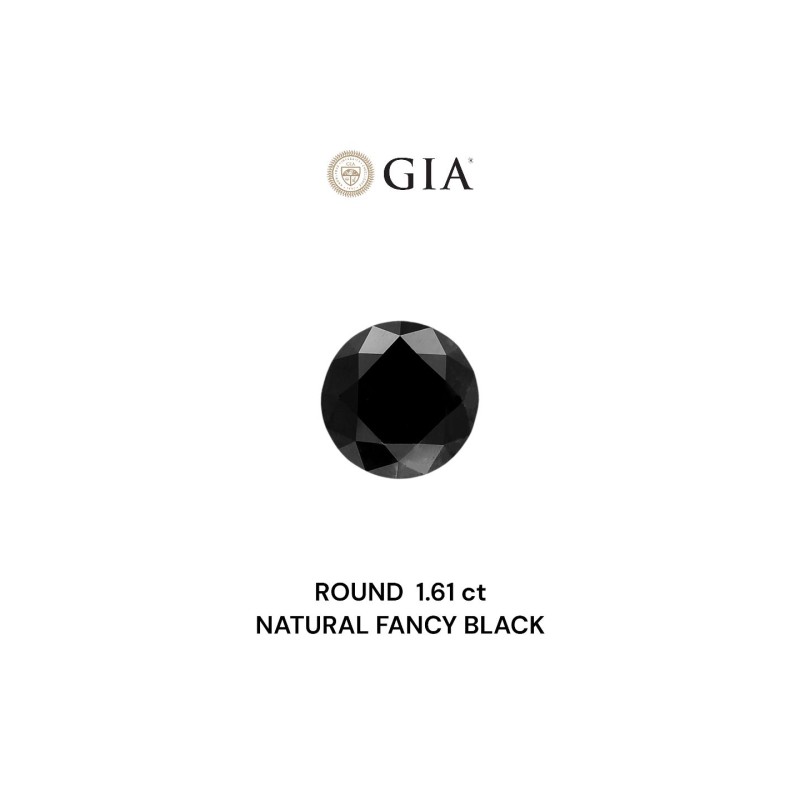 Diament o barwie fantazyjnej szlif okrągły, 1.61ct, VVS2, Fancy Black, GIA 5231109986