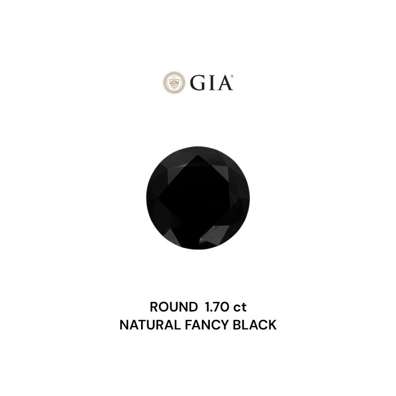 Diament o barwie fantazyjnej szlif okrągły, 1.7ct, VVS2, Fancy Black, GIA 2231229852 Diament o barwie fantazyjnej szlif okrągły, 1.7ct, VVS2, Fancy Black, GIA 2231229852