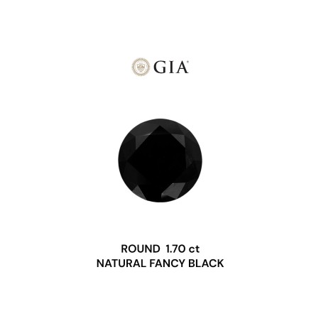 Diament o barwie fantazyjnej szlif okrągły, 1.7ct, VVS2, Fancy Black, GIA 2231229852