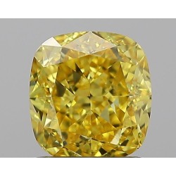 Diament o barwie fantazyjnej szlif poduszkowy modyfikowany, 1.07ct, VVS1, Fancy Vivid Yellow, GIA 2225980083