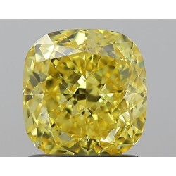 Diament o barwie fantazyjnej szlif poduszkowy modyfikowany, 1.4ct, VVS1, Fancy Vivid Yellow, GIA 5222980308