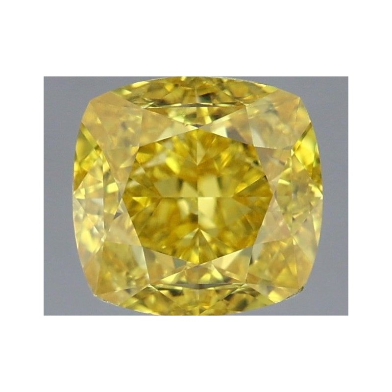 Diament o barwie fantazyjnej szlif poduszkowy modyfikowany, 1.01ct, VS1, Fancy Vivid Yellow, GIA 6451537804