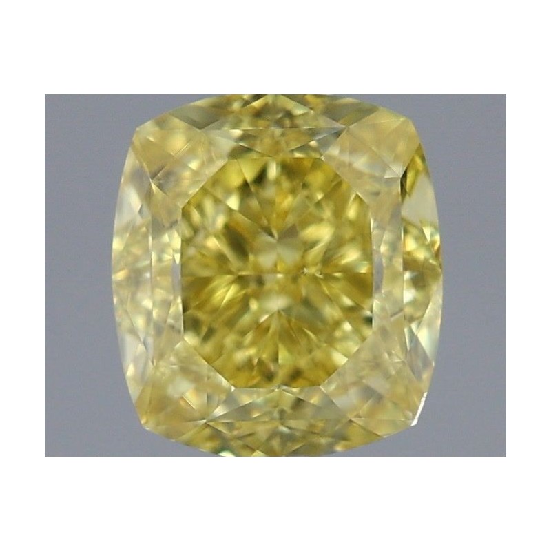 Diament o barwie fantazyjnej szlif poduszkowy modyfikowany, 1.01ct, VS1, Fancy Vivid Yellow, GIA 2477888206