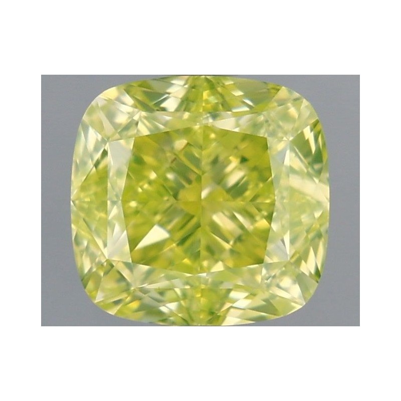 Diament o barwie fantazyjnej szlif poduszkowy modyfikowany, 1.71ct, VS1, Fancy Intense Green Yellow, GIA 7341477866