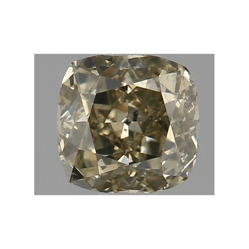Diament o barwie fantazyjnej szlif poduszkowy brylantowy, 0.6ct, SI1, Fancy Brown Greenish Yellow, GIA 6147041928