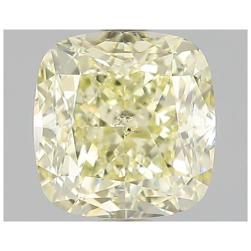 Diament o barwie fantazyjnej szlif poduszkowy brylantowy, 1.67ct, SI2, Fancy Light Yellow, GIA 6214182497