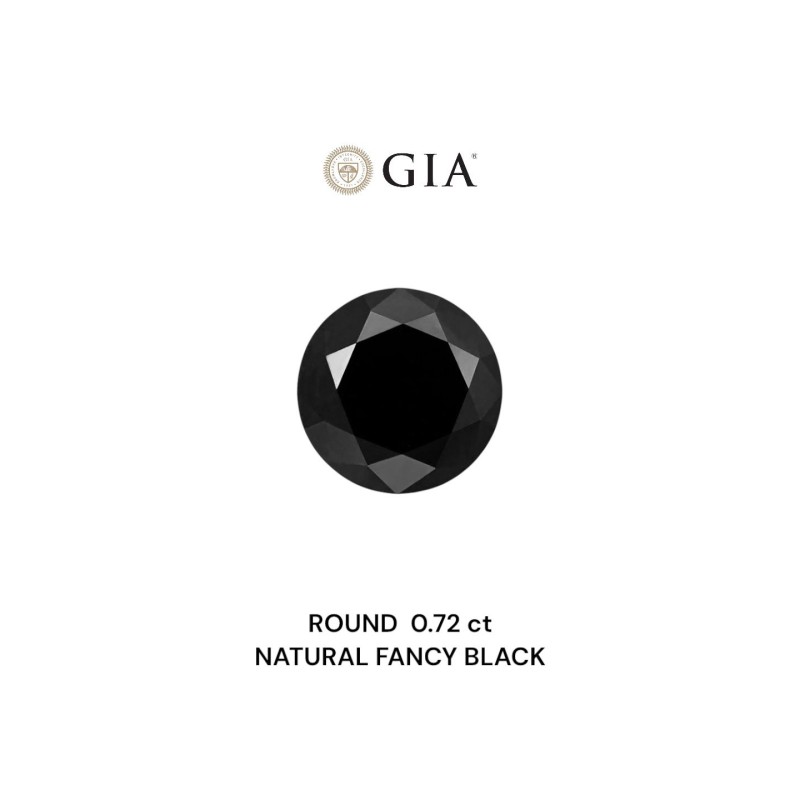Diament o barwie fantazyjnej szlif okrągły, 0.72ct, VVS2, Fancy Black, GIA 2239320966