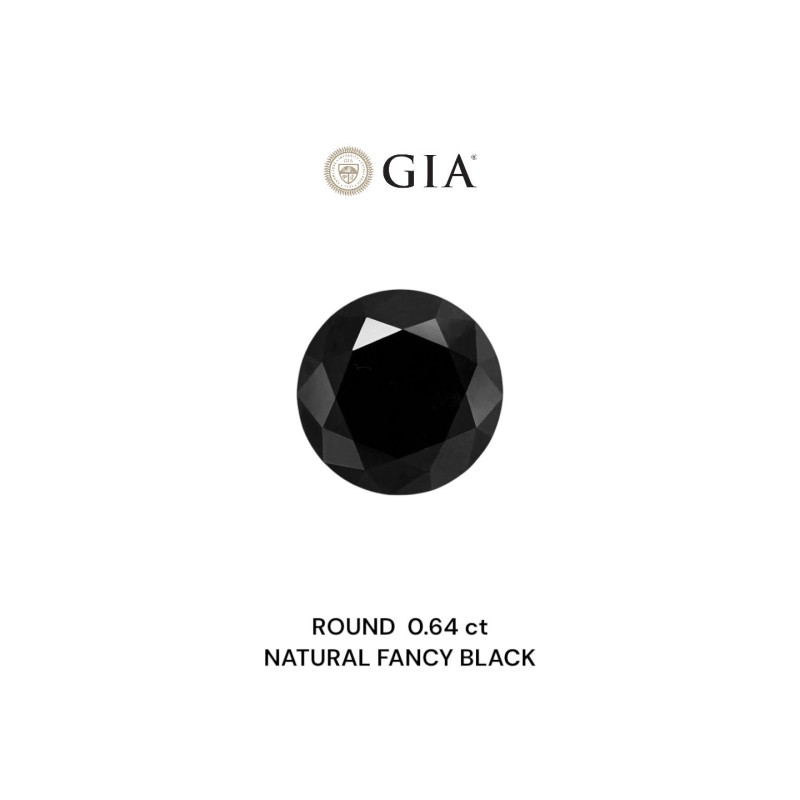 Diament o barwie fantazyjnej szlif okrągły, 0.64ct, VVS2, Fancy Black, GIA 5231321246