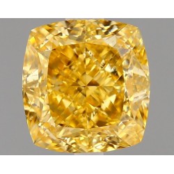 Diament o barwie fantazyjnej szlif poduszkowy brylantowy, 1.5ct, SI1, Fancy Intense Orangy Yellow, GIA 3475769705