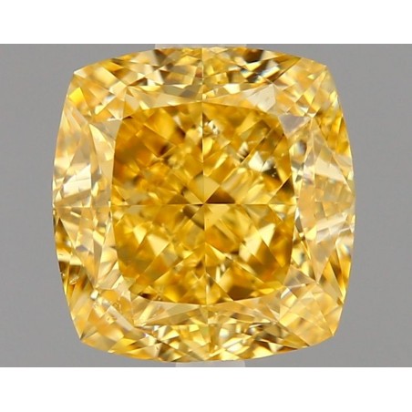 Diament o barwie fantazyjnej szlif poduszkowy brylantowy, 1.5ct, SI1, Fancy Intense Orangy Yellow, GIA 3475769705