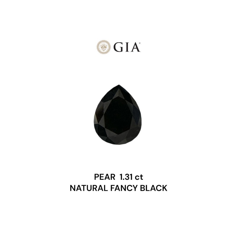 Diament o barwie fantazyjnej szlif gruszkowy, 1.31ct, VVS2, Fancy Black, GIA 1503160655