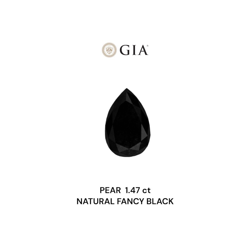 Diament o barwie fantazyjnej szlif gruszkowy, 1.47ct, VVS2, Fancy Black, GIA 1236370786
