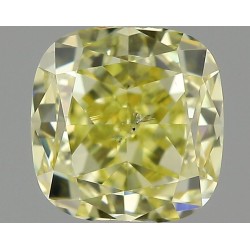 Diament o barwie fantazyjnej szlif poduszkowy modyfikowany, 0.72ct, SI1, Fancy Yellow, GIA 2186686416