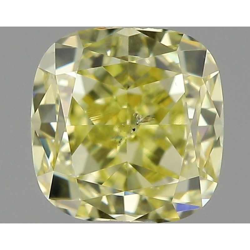 Diament o barwie fantazyjnej szlif poduszkowy modyfikowany, 0.72ct, SI1, Fancy Yellow, GIA 2186686416