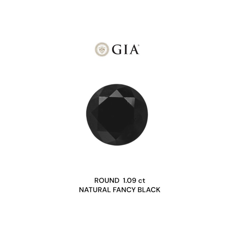 Diament o barwie fantazyjnej szlif okrągły, 1.09ct, VVS2, Fancy Black, GIA 5232431331