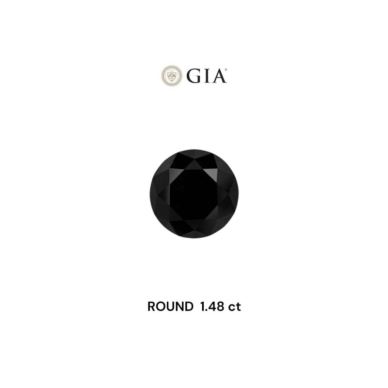 Diament o barwie fantazyjnej szlif okrągły, 1.48ct, VVS2, Fancy Black, GIA 7506387948