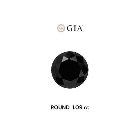 Diament o barwie fantazyjnej szlif okrągły, 1.09ct, VVS2, Fancy Black, GIA 7506387973