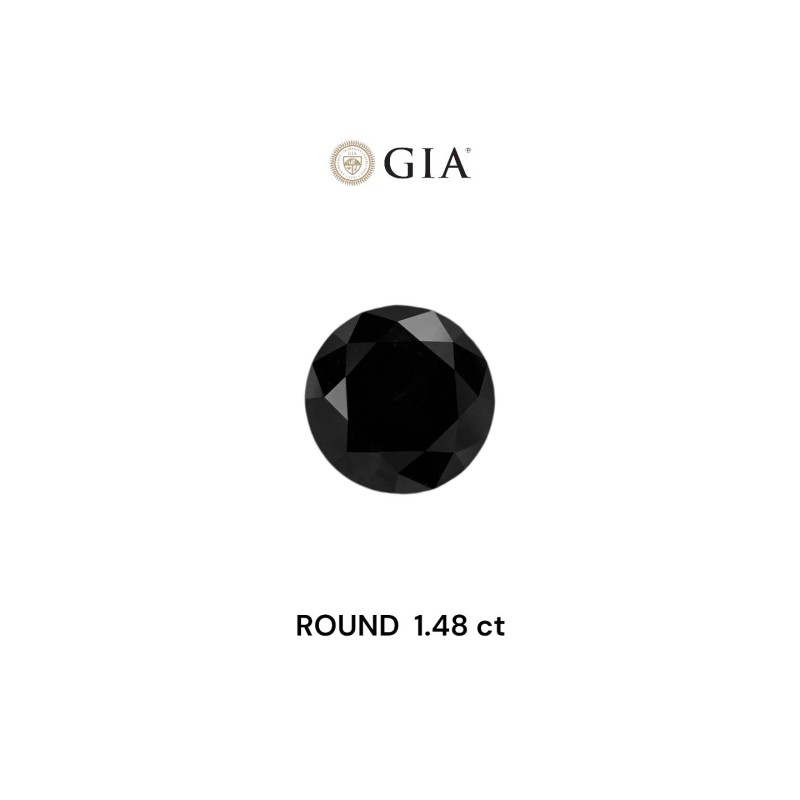 Diament o barwie fantazyjnej szlif okrągły, 1.48ct, VVS2, Fancy Black, GIA 7503387930