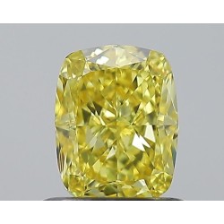 Diament o barwie fantazyjnej szlif poduszkowy modyfikowany, 0.9ct, VVS2, Fancy Vivid Yellow, GIA 6234171676
