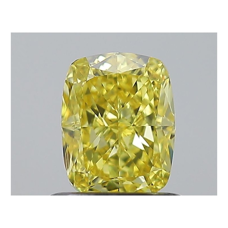 Diament o barwie fantazyjnej szlif poduszkowy modyfikowany, 0.9ct, VVS2, Fancy Vivid Yellow, GIA 6234171676