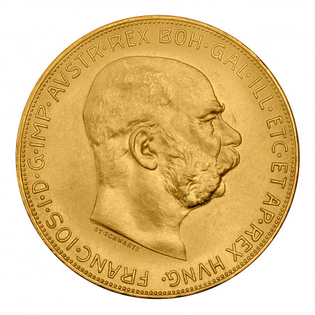 Złota moneta 100 koron Franciszek Józef I Austria nowe bicie