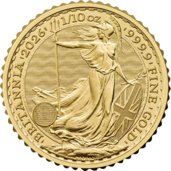 Złota moneta 1/10 uncji Britannia 2026 r Karol III