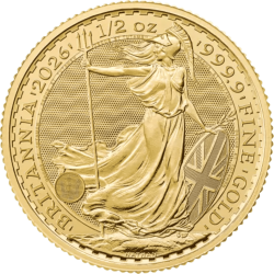 Złota moneta 1/2 uncji Britannia 2026 r Karol III