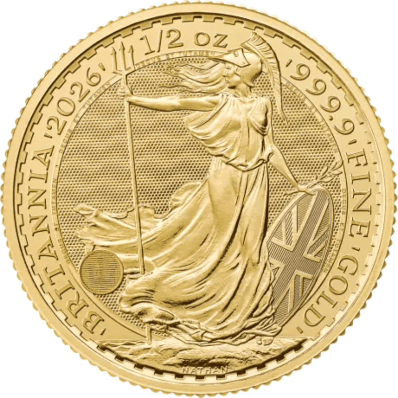 Złota moneta 1/2 uncji Britannia 2026 r Karol III Złota moneta 1/2 uncji Britannia 2026 r Karol III