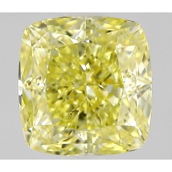 Diament o barwie fantazyjnej szlif poduszkowy modyfikowany, 0.61ct, VS2, Fancy Intense Yellow, GIA 6535467437