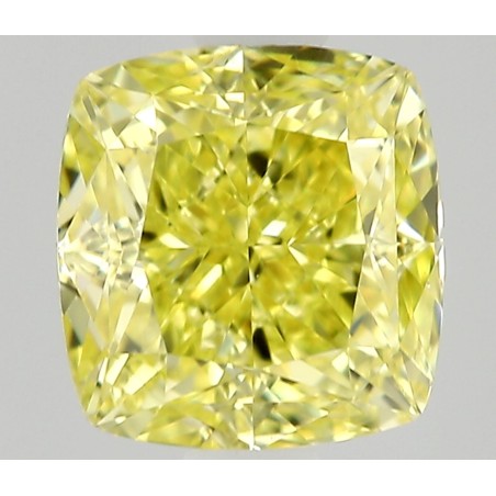 Diament o barwie fantazyjnej szlif poduszkowy modyfikowany, 0.7ct, VS2, Fancy Intense Yellow, GIA 6531374018