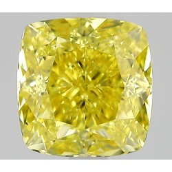 Diament o barwie fantazyjnej szlif poduszkowy modyfikowany, 0.66ct, VVS2, Fancy Vivid Yellow, GIA 2536530856