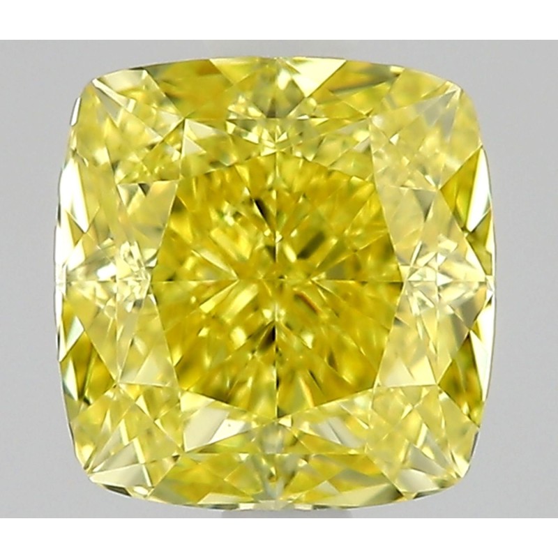 Diament o barwie fantazyjnej szlif poduszkowy modyfikowany, 0.66ct, VVS2, Fancy Vivid Yellow, GIA 2536530856 Diament o barwie fantazyjnej szlif poduszkowy modyfikowany, 0.66ct, VVS2, Fancy Vivid Yellow, GIA 2536530856