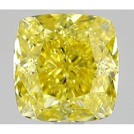 Diament o barwie fantazyjnej szlif poduszkowy modyfikowany, 0.66ct, VVS2, Fancy Vivid Yellow, GIA 2536530856