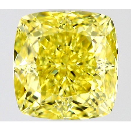 Diament o barwie fantazyjnej szlif poduszkowy modyfikowany, 0.77ct, VVS2, Fancy Intense Yellow, GIA 2536351397