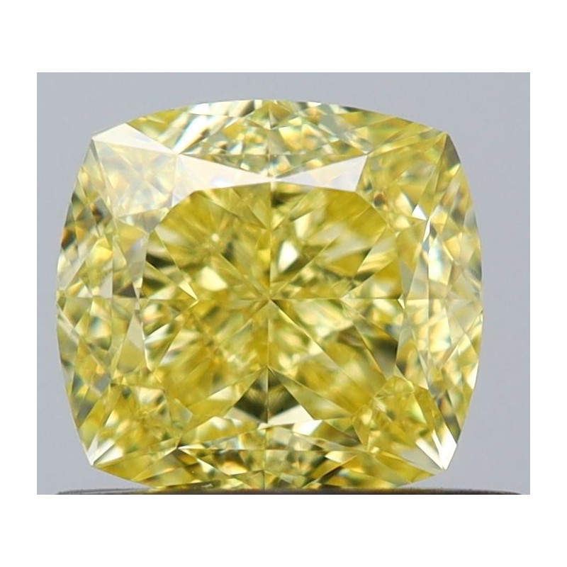 Diament o barwie fantazyjnej szlif poduszkowy brylantowy, 0.69ct, VS2, Fancy Intense Yellow, GIA 6531240471