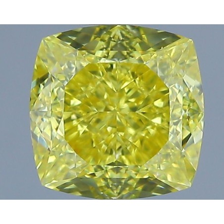 Diament o barwie fantazyjnej szlif poduszkowy brylantowy, 1.5ct, VS2, Fancy Vivid Yellow, GIA 2235729357