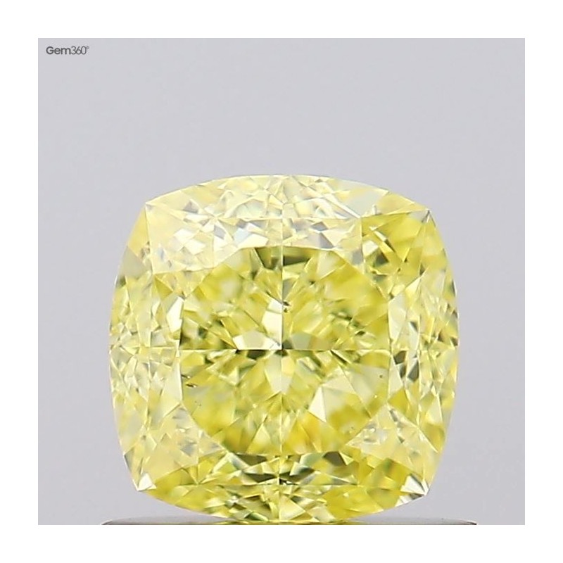 Diament o barwie fantazyjnej szlif poduszkowy brylantowy, 1ct, SI1, Fancy Intense Yellow, GIA 1537307468