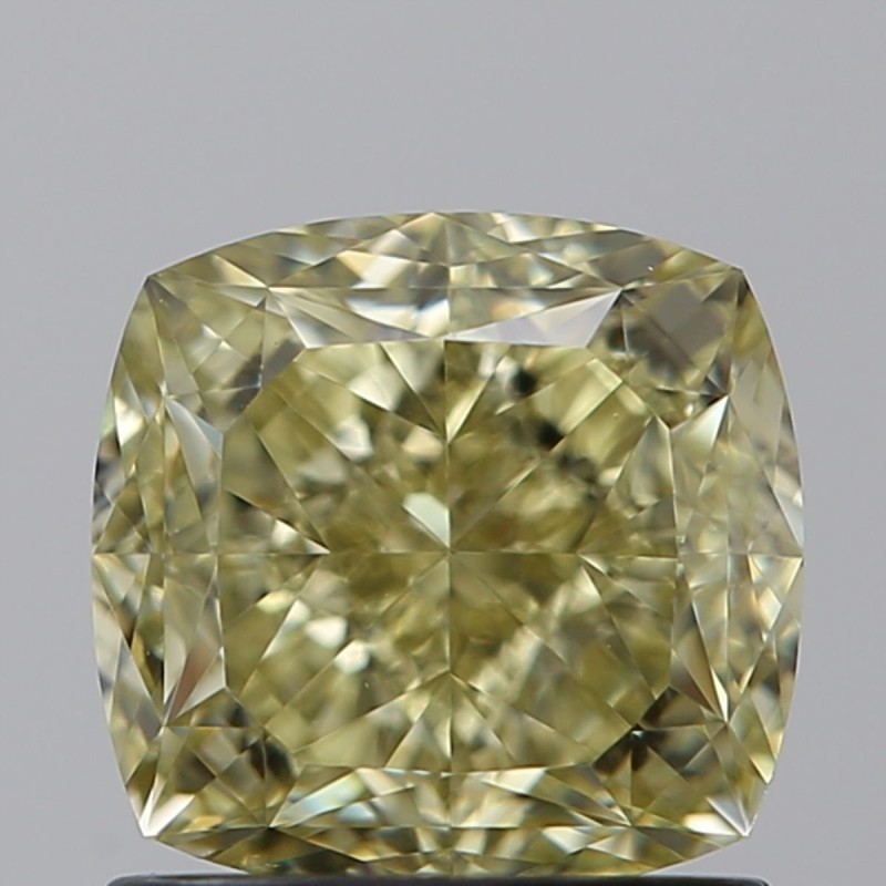 Diament o barwie fantazyjnej szlif poduszkowy brylantowy, 1.54ct, VS1, Fancy Brownish Greenish Yellow, GIA 5486053460