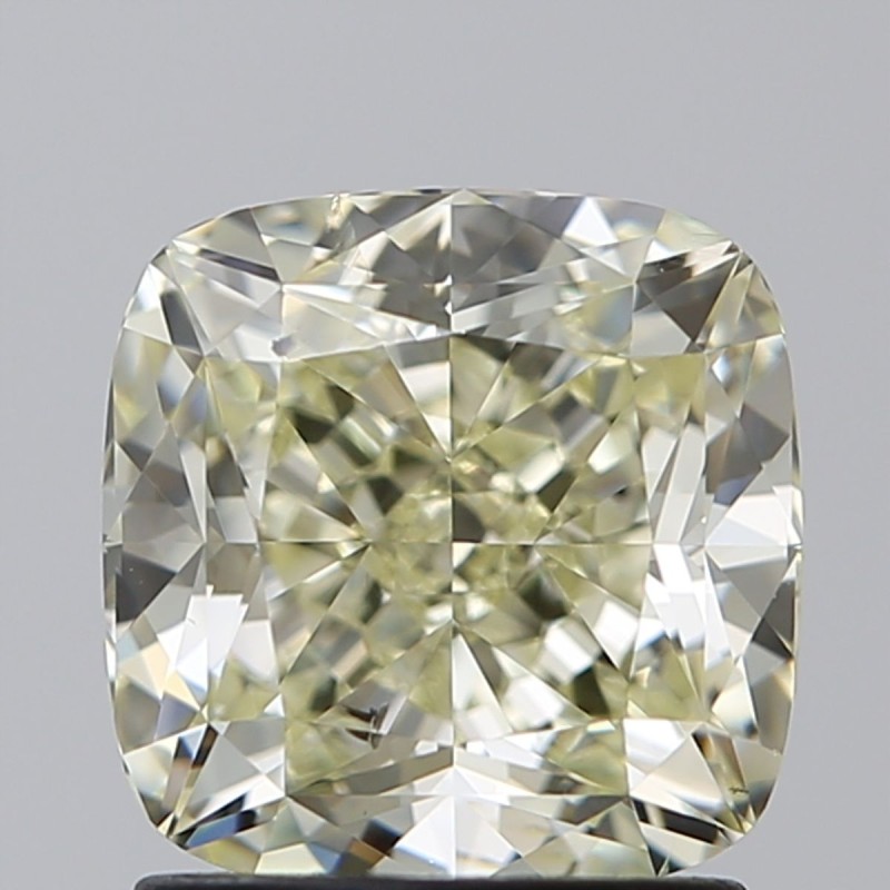 Diament o barwie fantazyjnej szlif poduszkowy brylantowy, 1.83ct, SI2, Fancy Light Brownish Greenish Yellow, GIA 6485834571