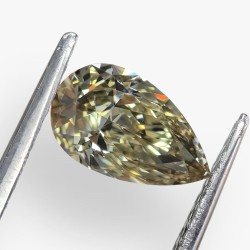 Diament o barwie fantazyjnej szlif gruszkowy, 1.5ct, SI2, Fancy Dark Brown Greenish Yellow, GIA 1393535618
