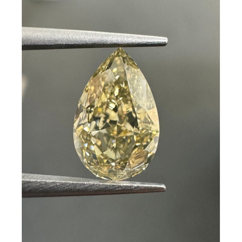 Diament o barwie fantazyjnej szlif gruszkowy, 1.35ct, VVS2, Fancy Brownish Greenish Yellow, GIA 2364623901