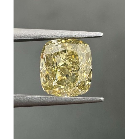 Diament o barwie fantazyjnej szlif poduszkowy brylantowy, 1.25ct, SI1, Fancy Brownish Greenish Yellow, GIA 5221479485